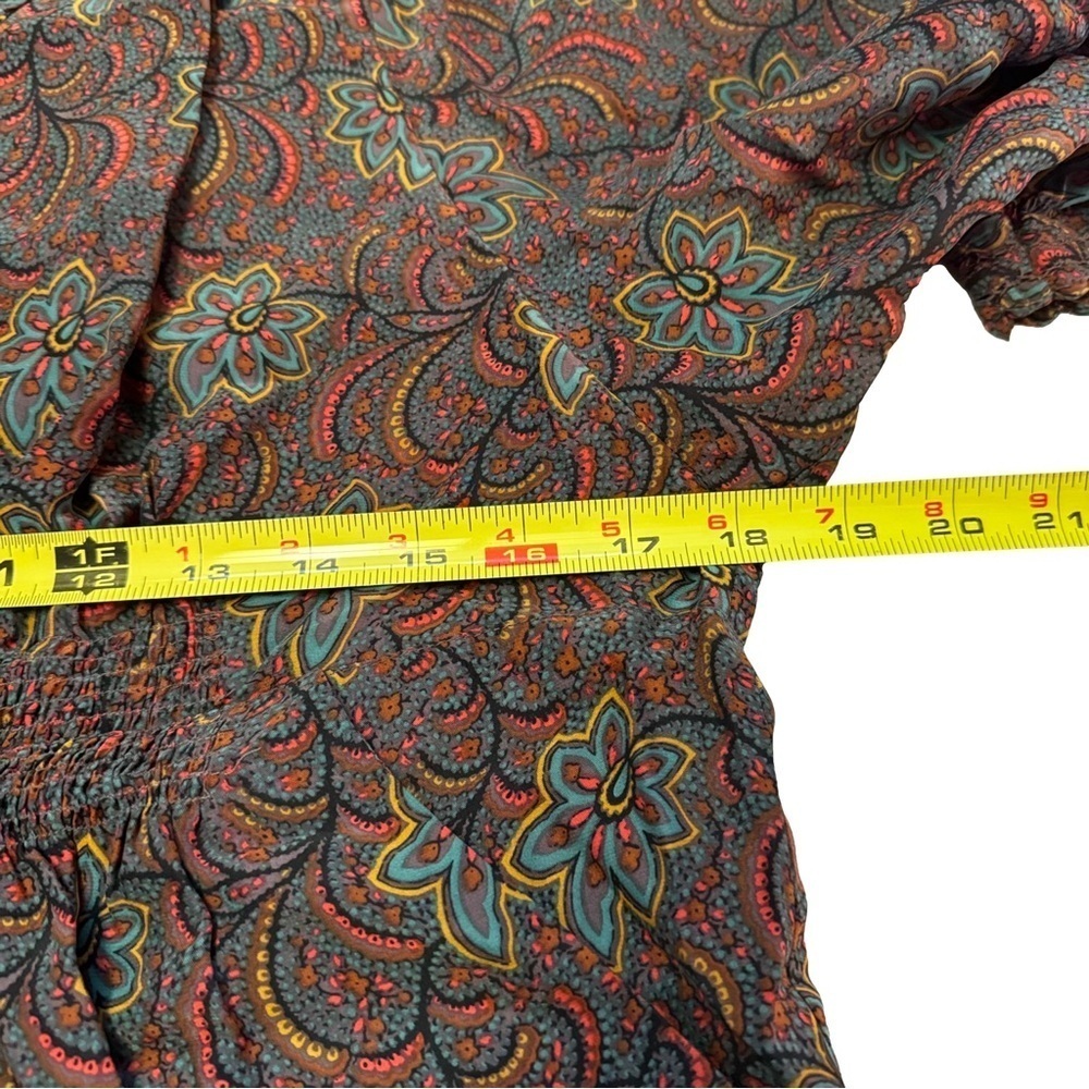 Moda International Women's Multicolor Paisley Blouse Top Shirt Size Small Silk - Picture 9 of 13